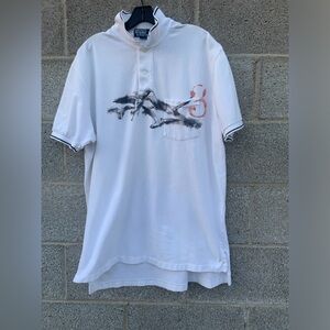 Polo Ralph Lauren Polo Shirt Mens Large Seagulls Albatross 3 Pocket Preppy Logo